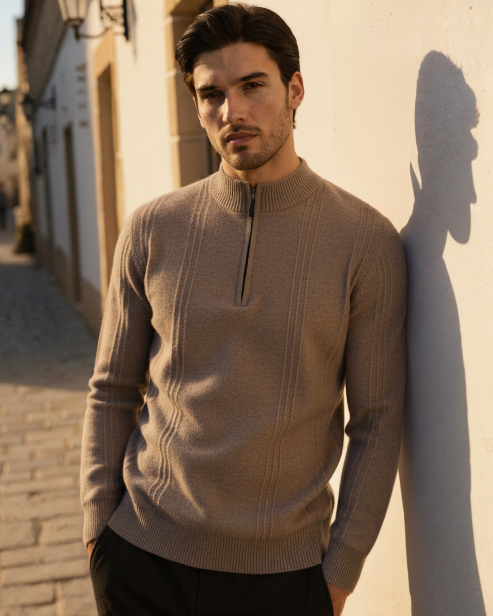 100% Cashmere Ribbed Half Zip | Savile & Co.