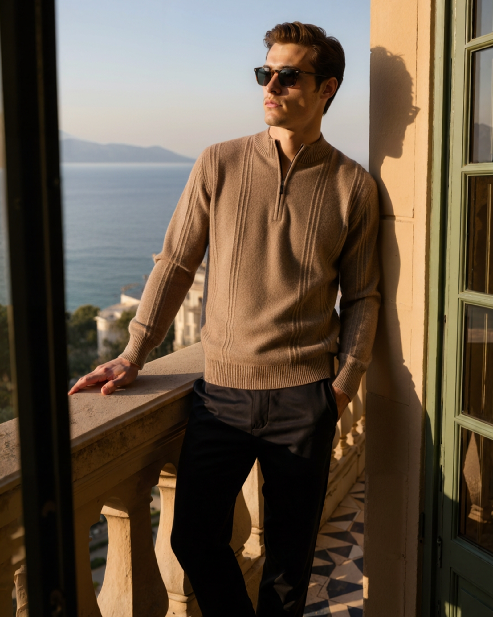 100% Cashmere Ribbed Half Zip | Savile & Co.