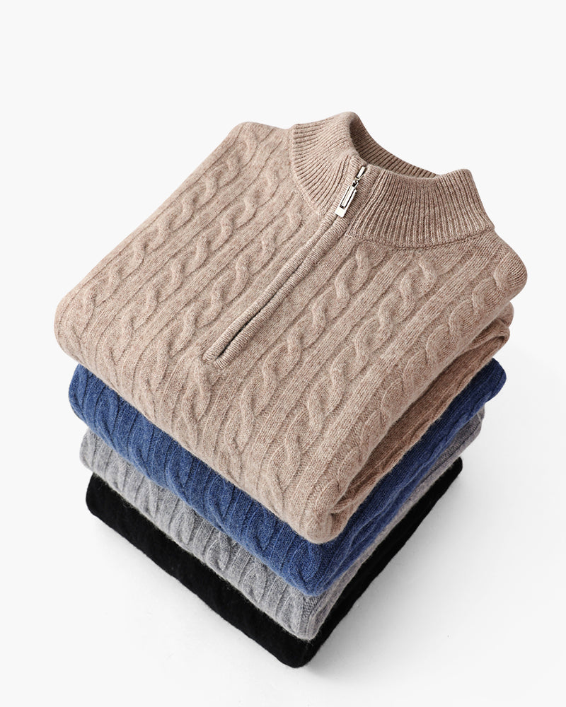 100% Cashmere Woven Half Zip | Savile & Co.