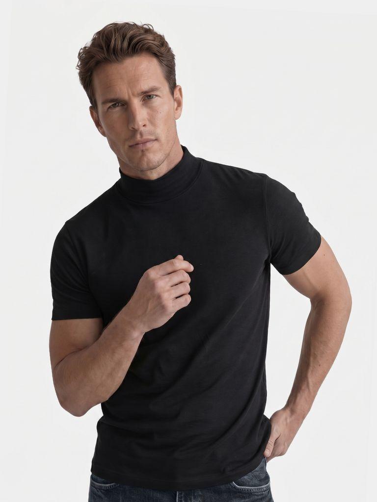 Solid Casual Turtle Neck T-Shirt | Savile & Co.