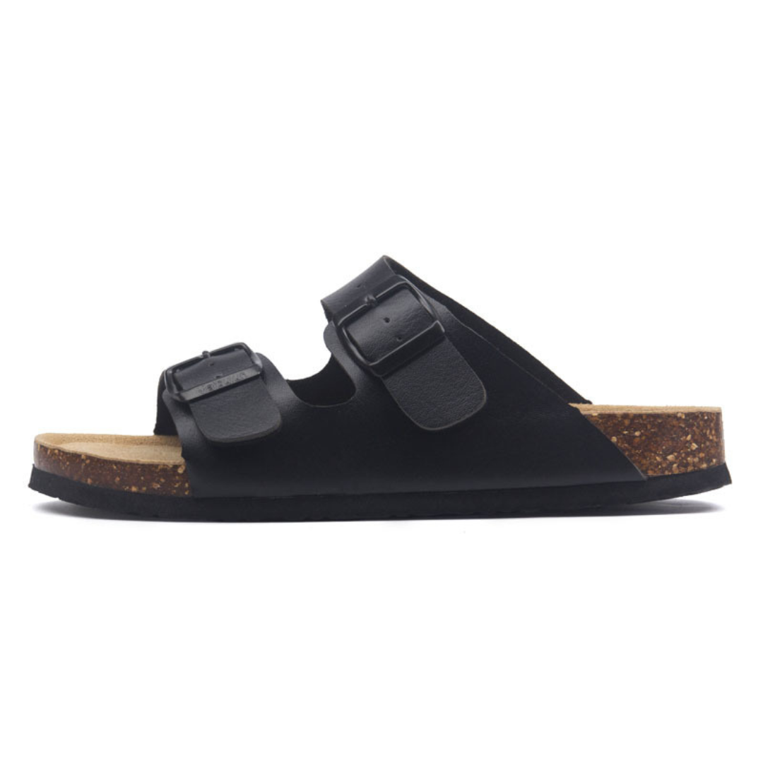 Leather Birken Sandal - Black | Savile & Co.