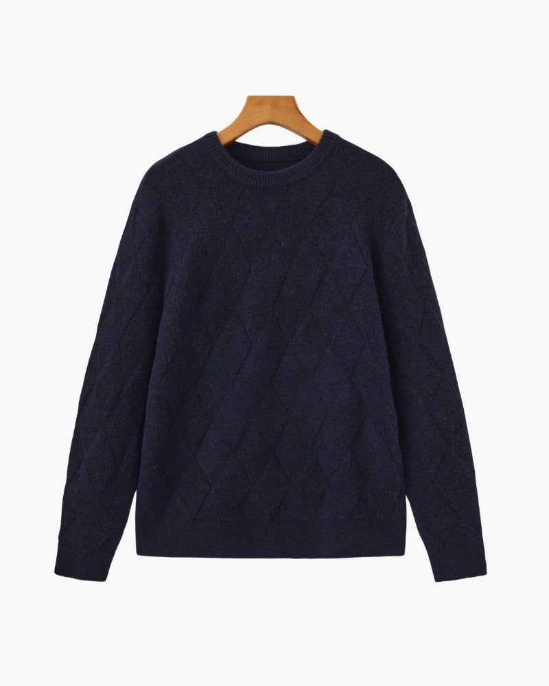 Diamond Knit Crewneck Sweater - Savile & Co.