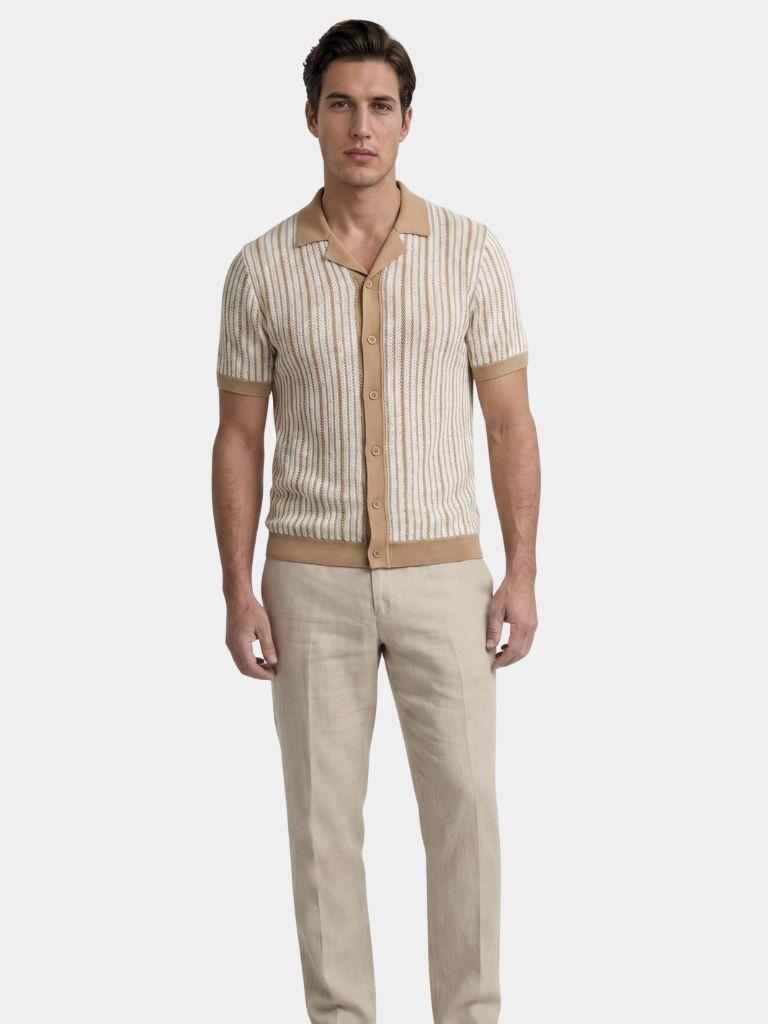 Striped Knit Polo Shirt | Savile & Co.