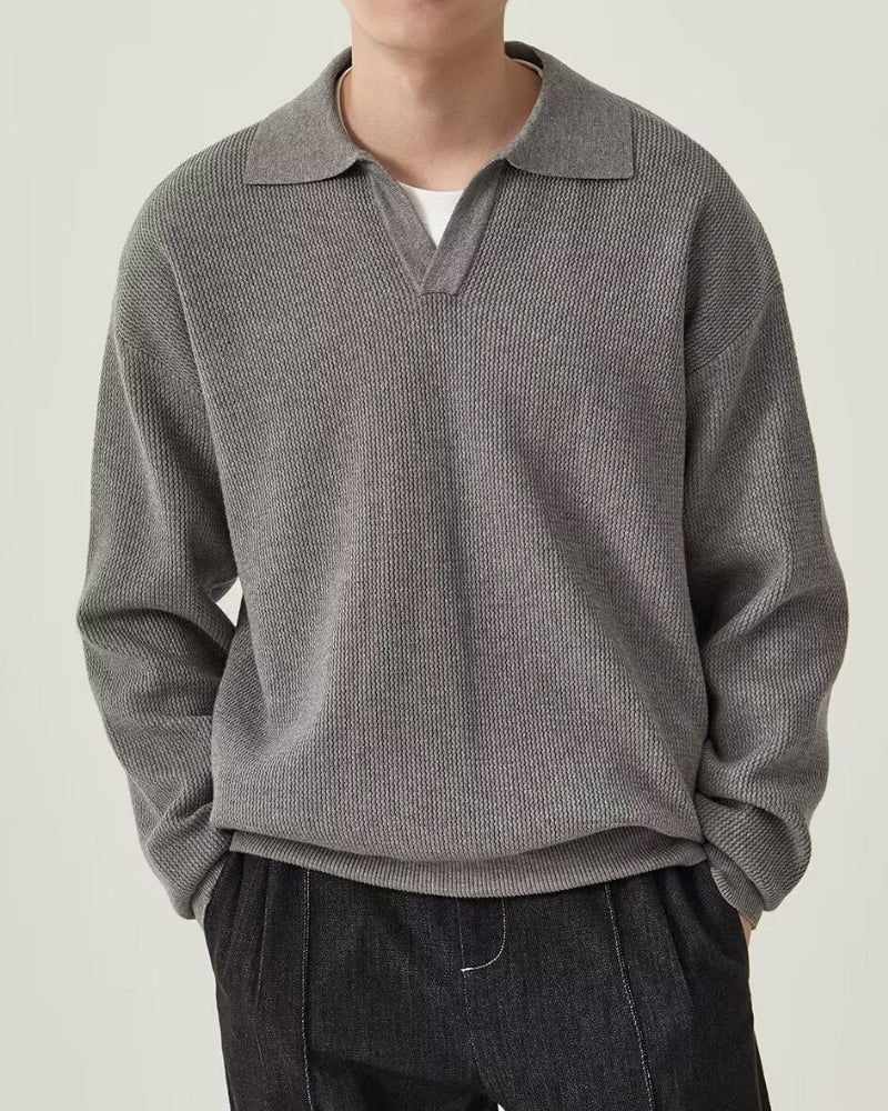 Textured Knit Polo Sweater | Savile & Co.