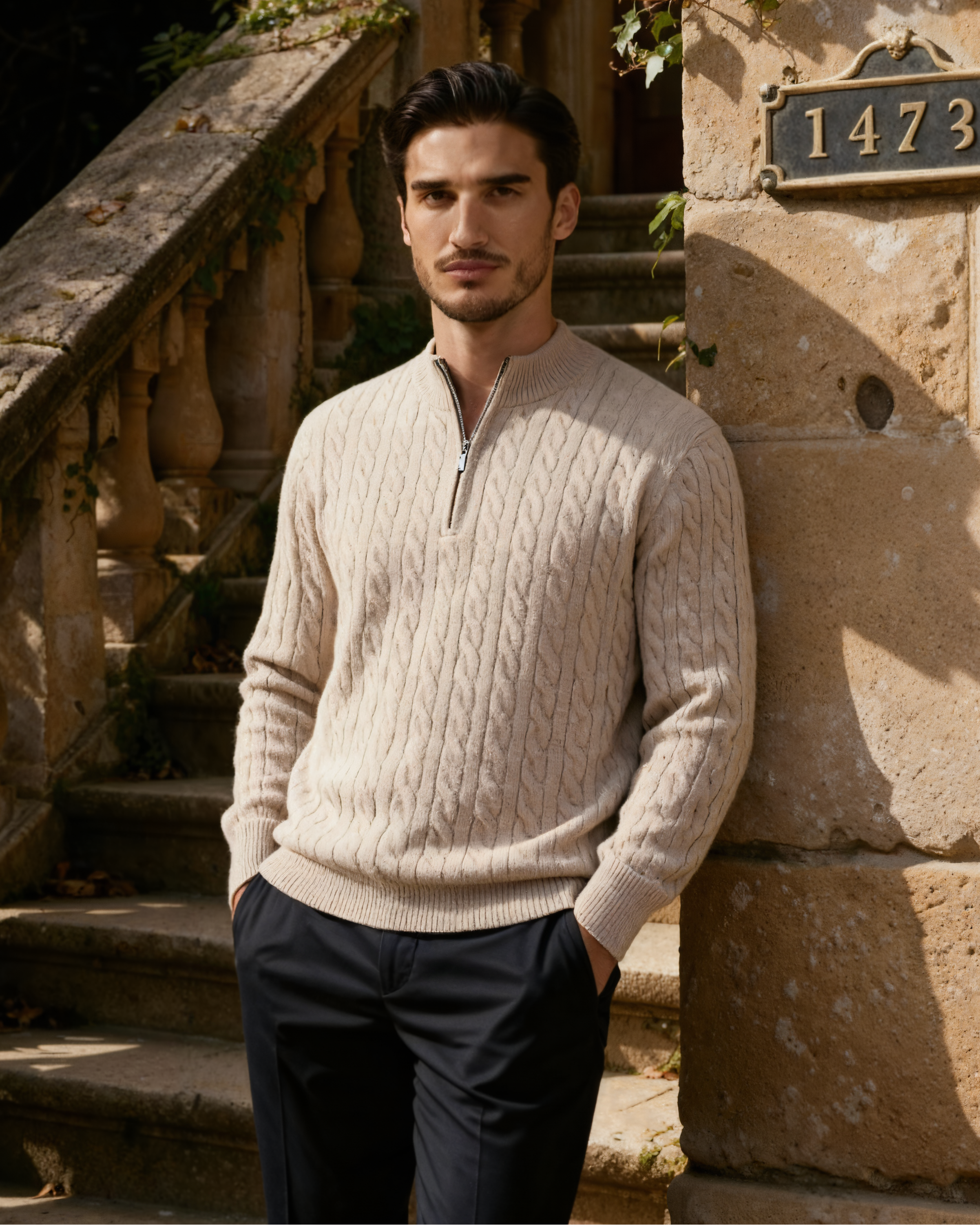 100% Cashmere Woven Half Zip | Savile & Co.