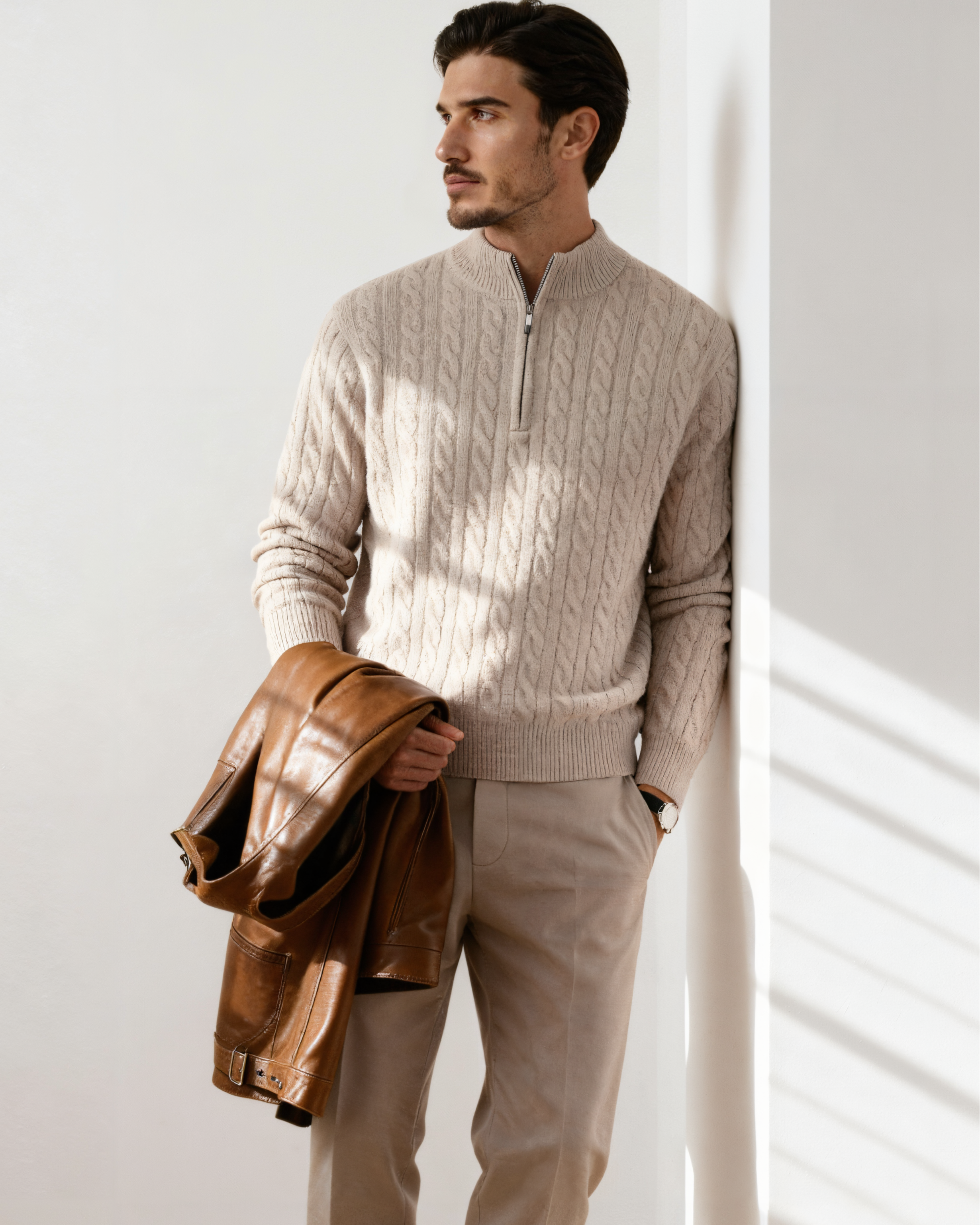 100% Cashmere Woven Half Zip | Savile & Co.