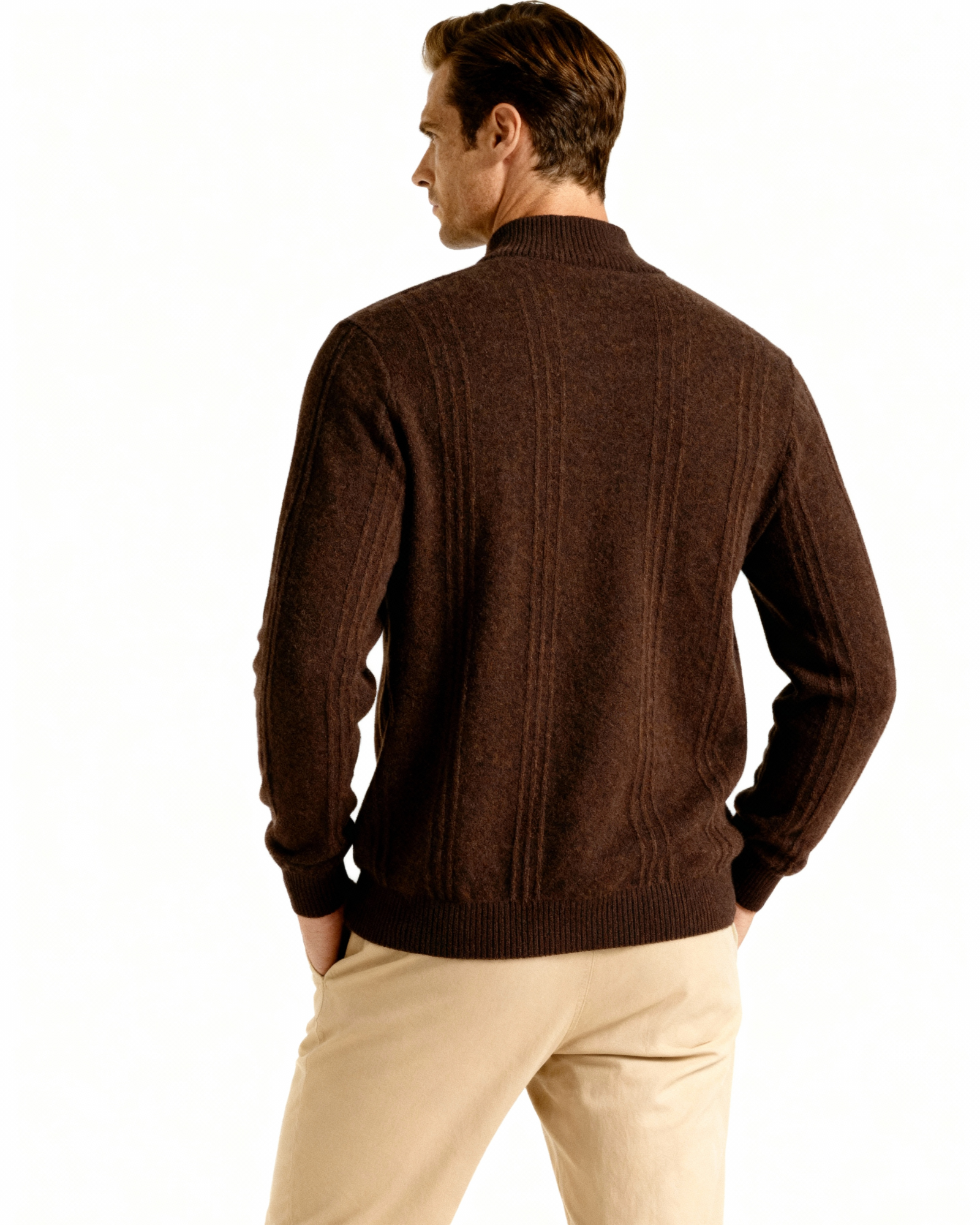 100% Cashmere Ribbed Half Zip | Savile & Co.