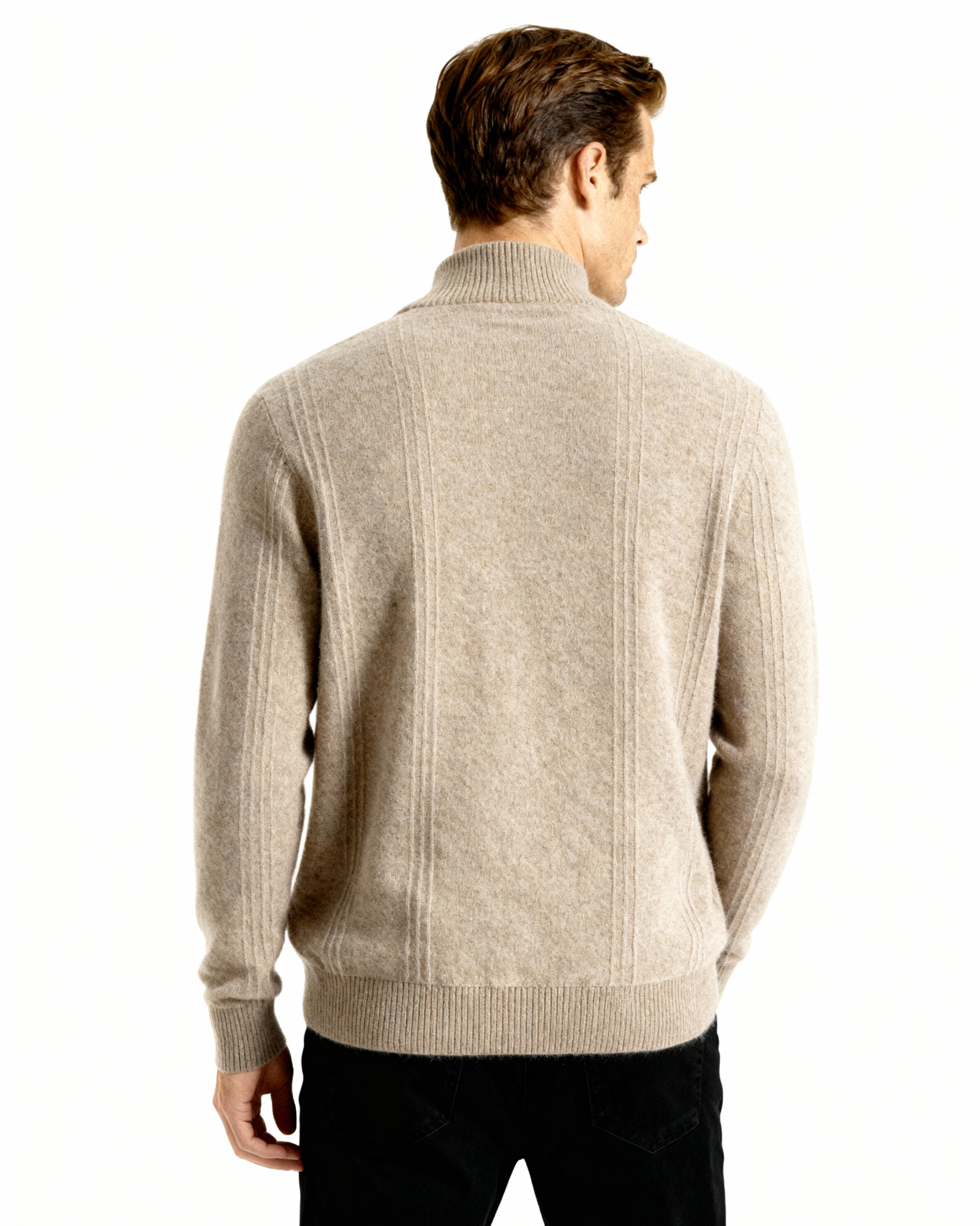 100% Cashmere Ribbed Half Zip | Savile & Co.