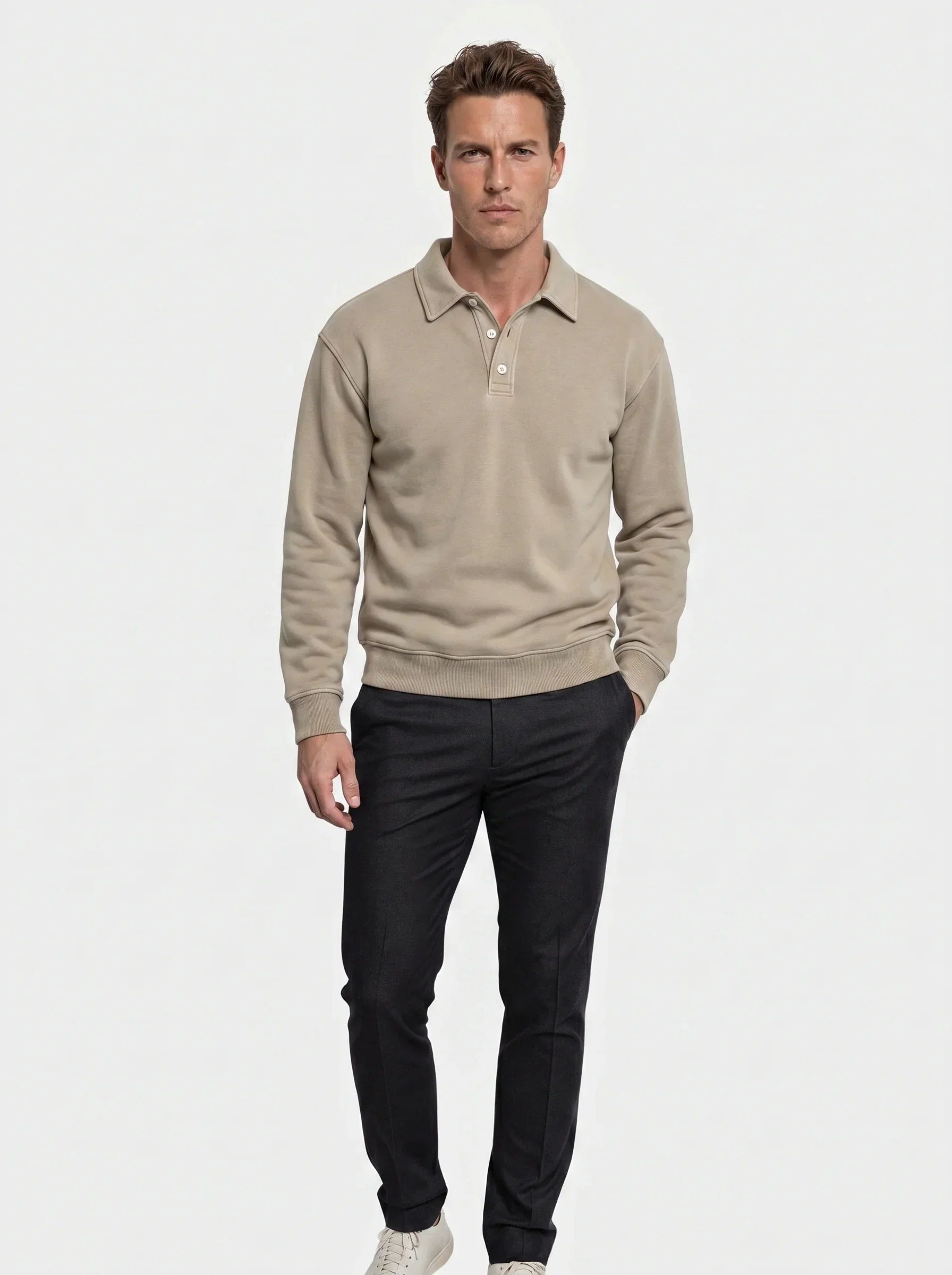 Canyon Mist Long Sleeve Polo Shirt | Savile & Co.