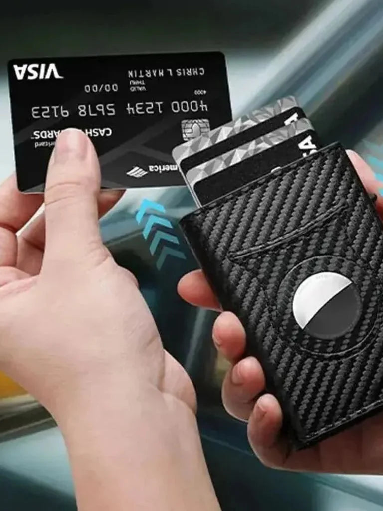 Carbon Fiber Wallet with Air Tag Holder RFID Blocking | Savile & Co.