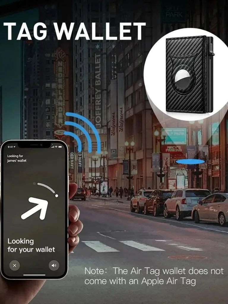 Carbon Fiber Wallet with Air Tag Holder RFID Blocking | Savile & Co.