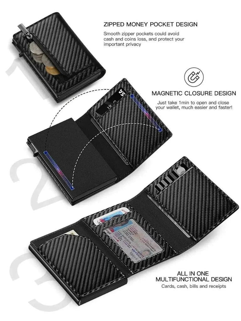 Carbon Fiber Wallet with Air Tag Holder RFID Blocking | Savile & Co.