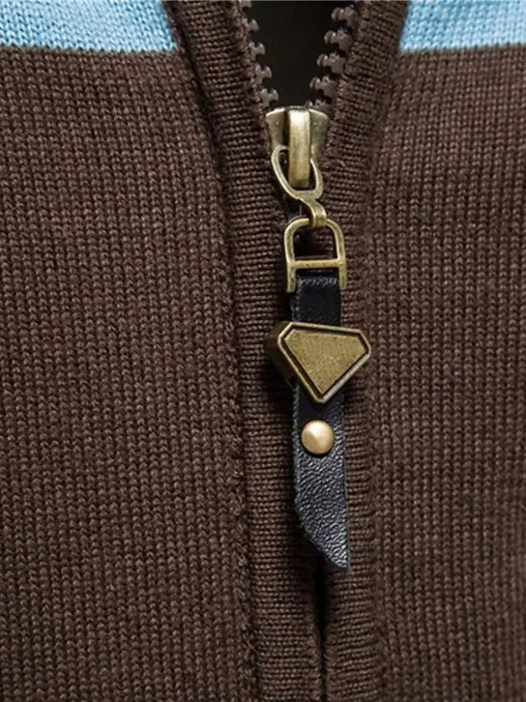 Cardigan Sweater Zipper Standing Collar Knitwear | Savile & Co.