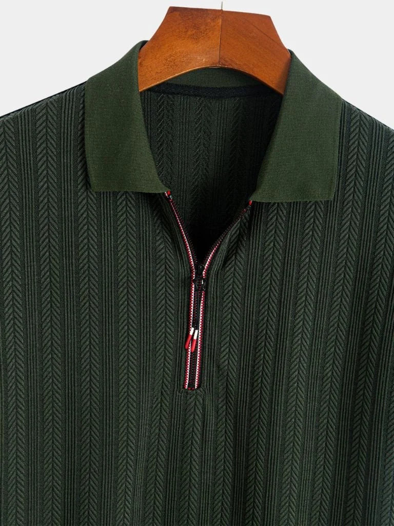 Cavalière Textured Quarter Zip Polo | Savile & Co.