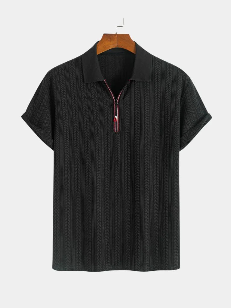 Cavalière Textured Quarter Zip Polo | Savile & Co.