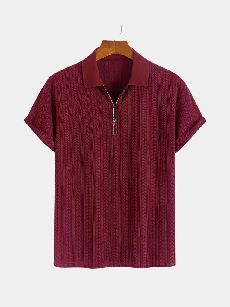 Cavalière Textured Quarter Zip Polo | Savile & Co.