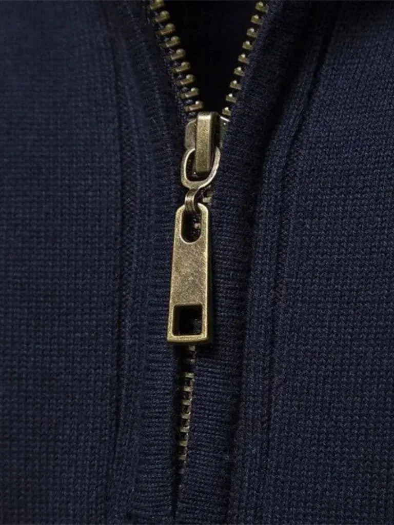 Cotton Knit Vertical Stripes Quarter-Zip Sweater | Savile & Co.
