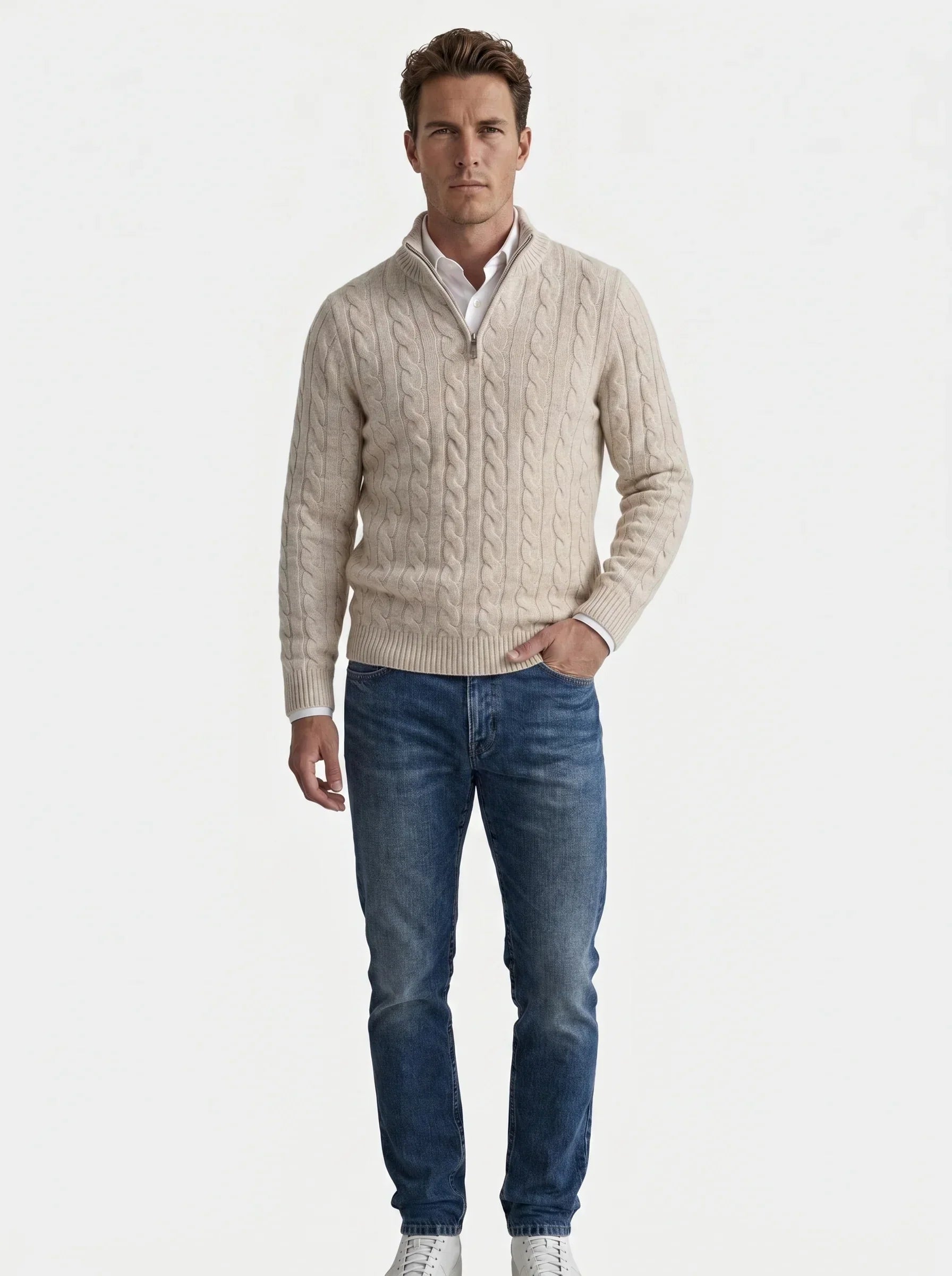Essential Half Zip Curve Sweater | Savile & Co.