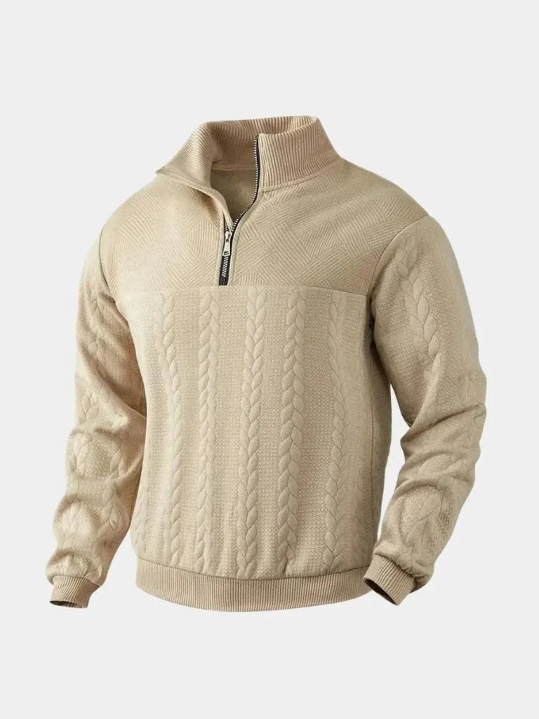 Essential Henley High Collar Quarter Zip Pullover | Savile & Co.