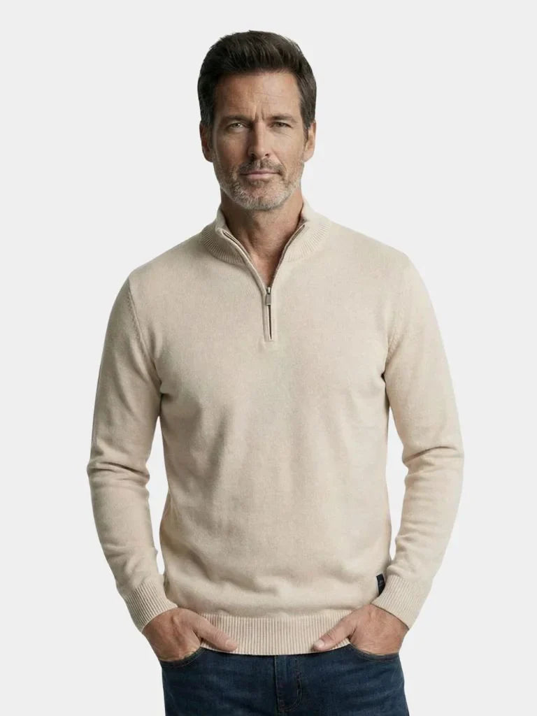 Half Zip Knitwear Solid Color Cardigan Sweater | Savile & Co.
