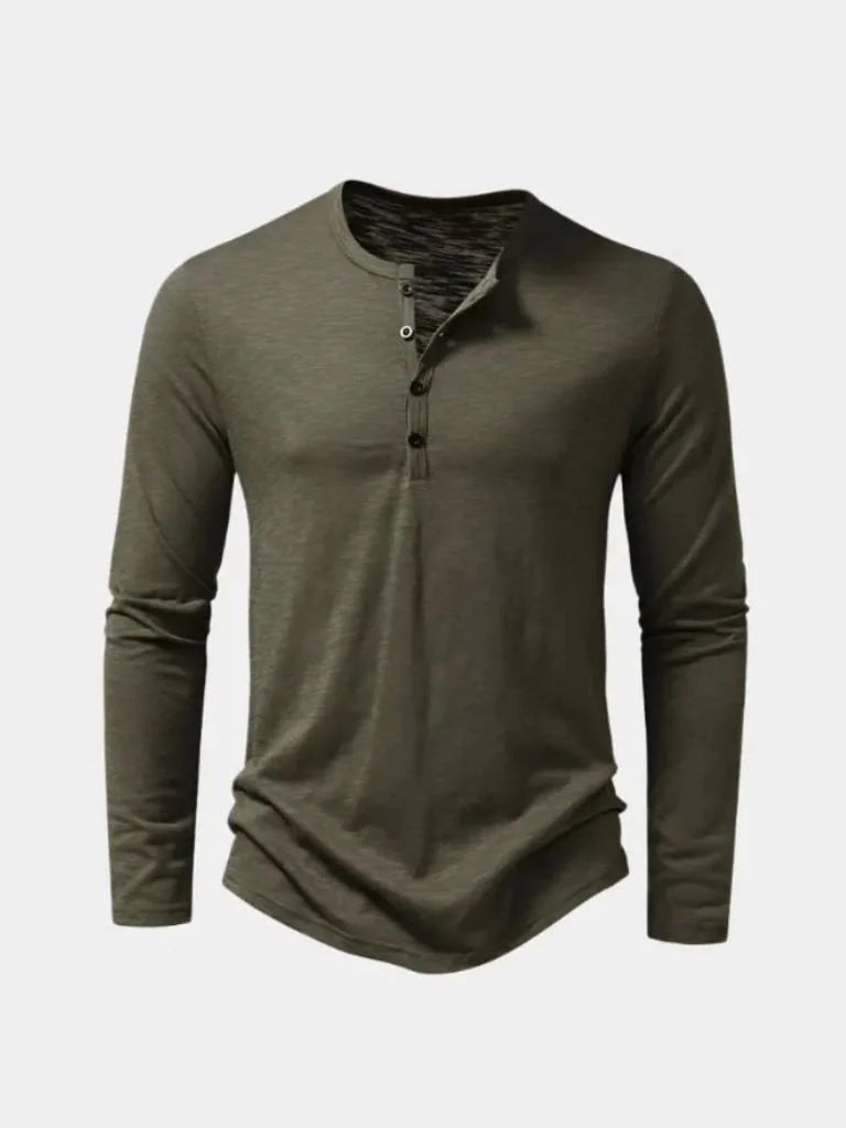 Henley Neck Long Sleeve T-Shirt | Savile & Co.