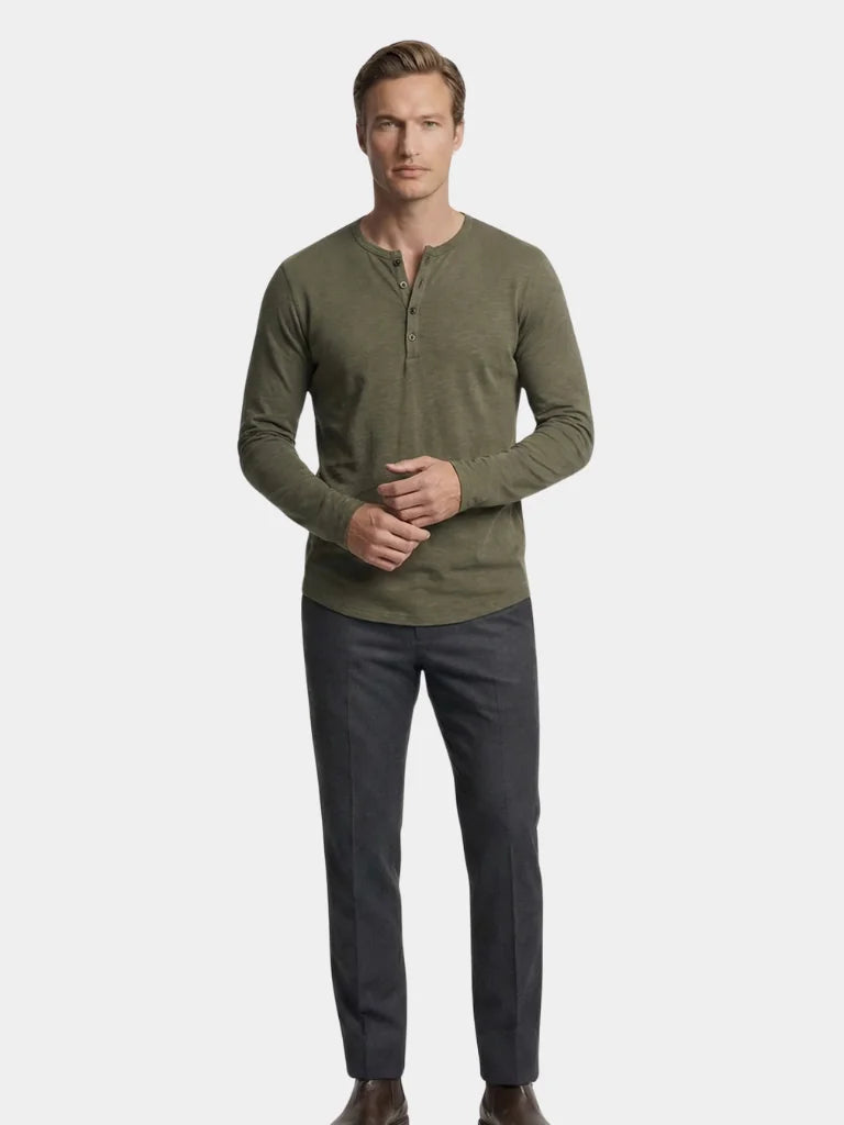 Henley Neck Long Sleeve T-Shirt | Savile & Co.