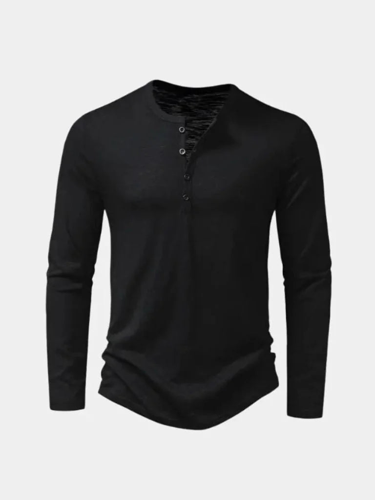 Henley Neck Long Sleeve T-Shirt | Savile & Co.