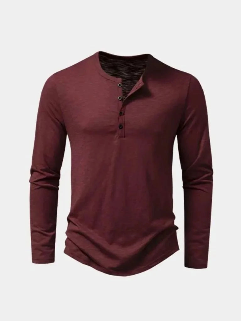Henley Neck Long Sleeve T-Shirt | Savile & Co.