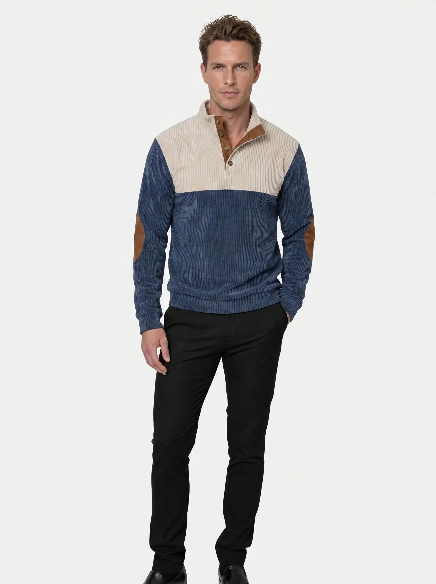 High Collar Corduroy Retro Pullover | Savile & Co.