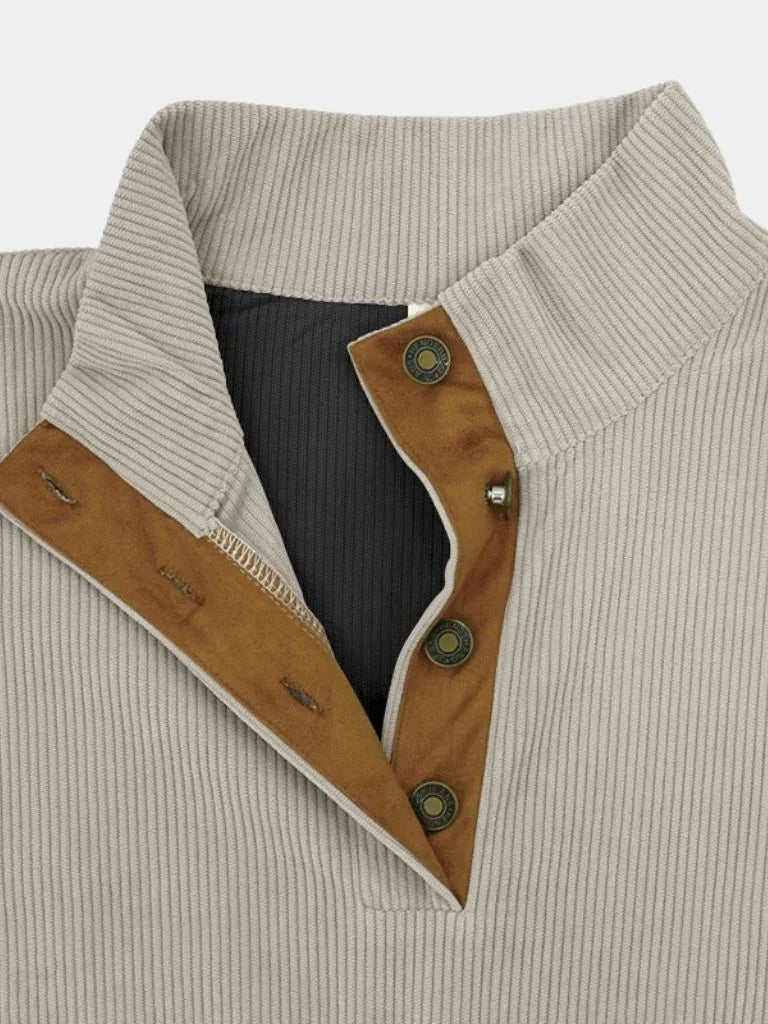 High Collar Corduroy Retro Pullover | Savile & Co.