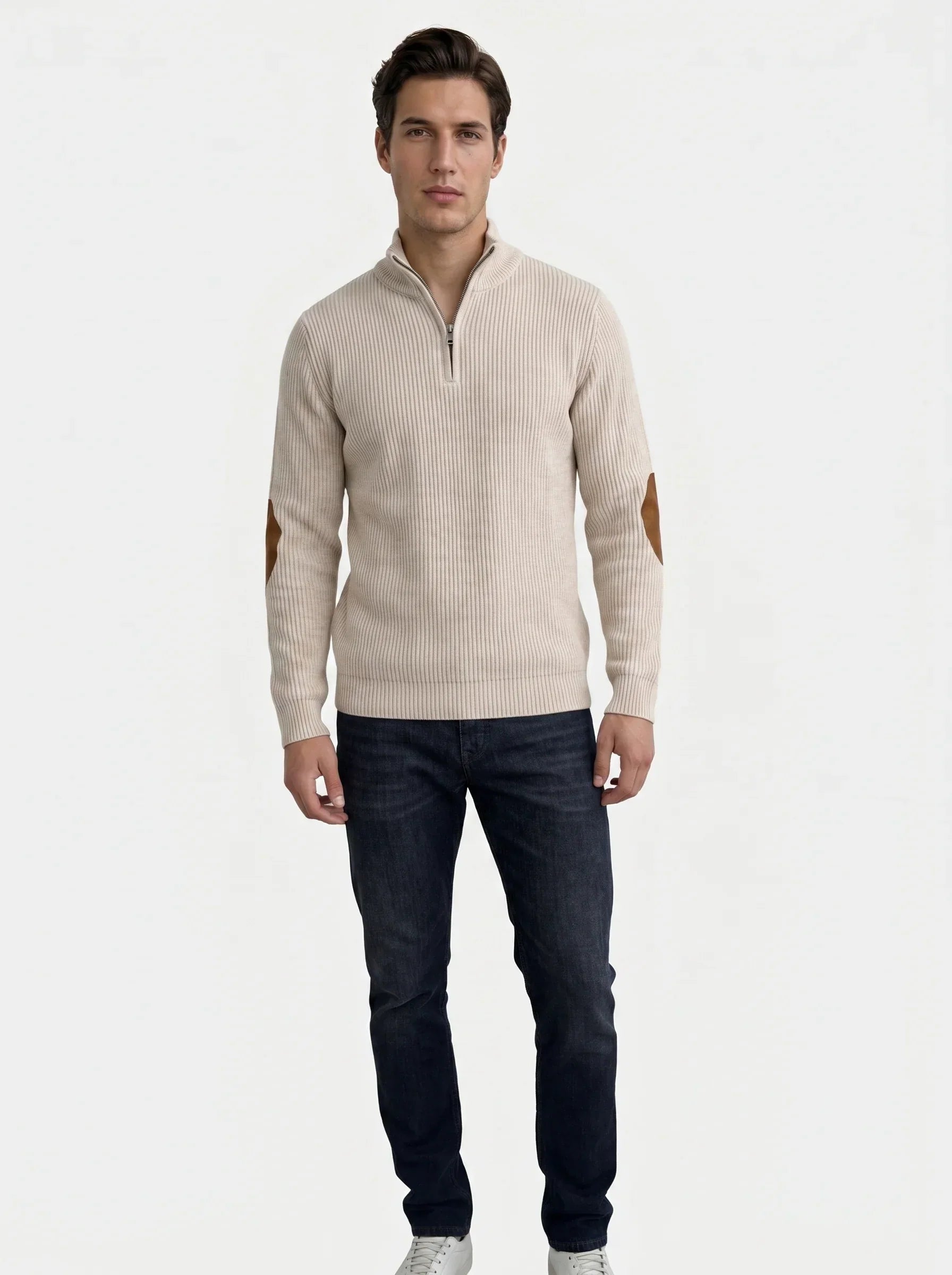 High Collar Quarter Zip Corduroy Pullover | Savile & Co.