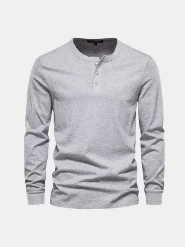 Minimalist Henley Neck Long Sleeve T-Shirt | Savile & Co.