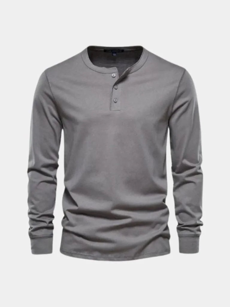 Minimalist Henley Neck Long Sleeve T-Shirt | Savile & Co.