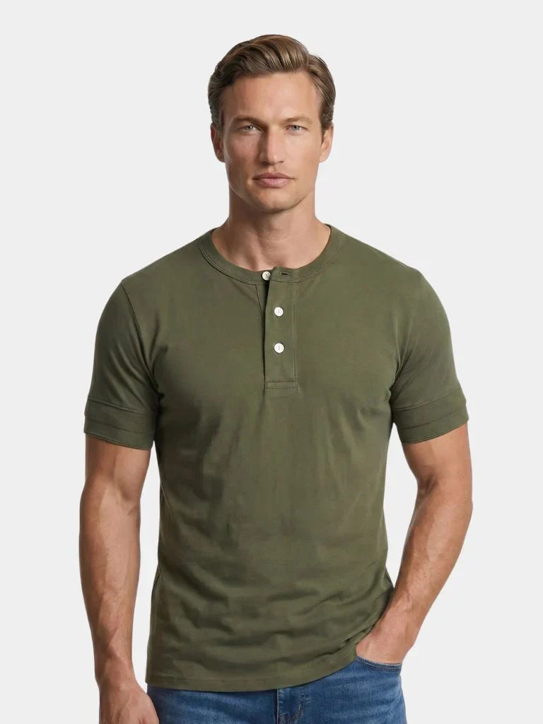 Pure Cotton Henley T-Shirt | Savile & Co.