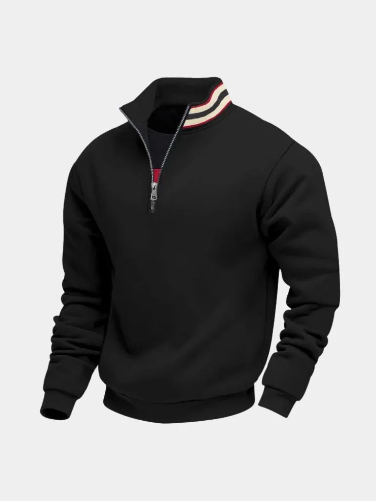 Regent Striped High Collar Pullover | Savile & Co.