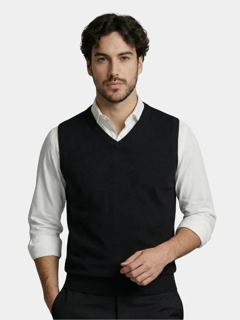100% Cashmere V Neck Knit Vest | Savile & Co.