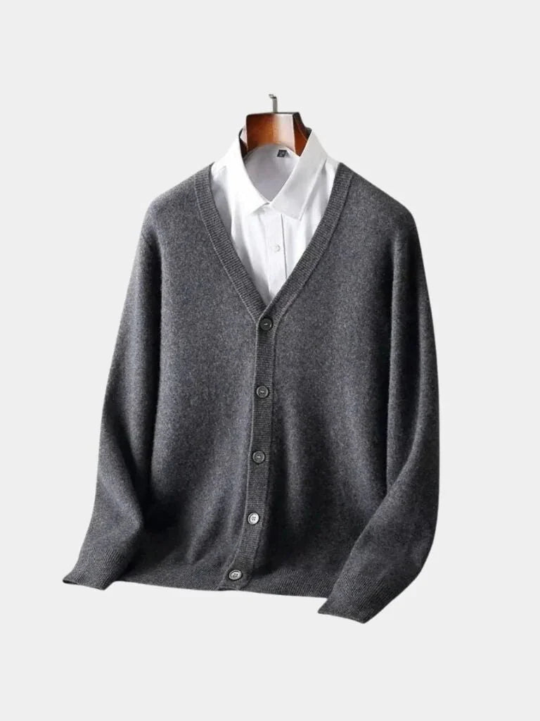 100% Merino Wool V Neck Knitwear Cardigan Sweater | Savile & Co.
