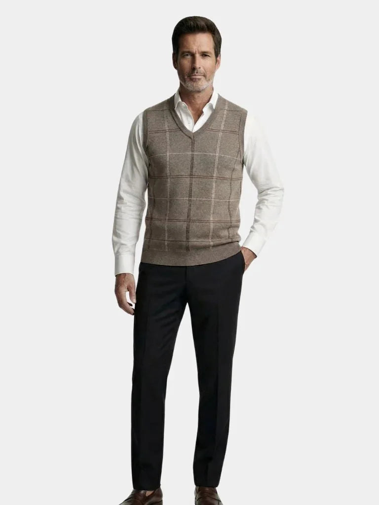 Academic Checkered Knit Vest | Savile & Co.