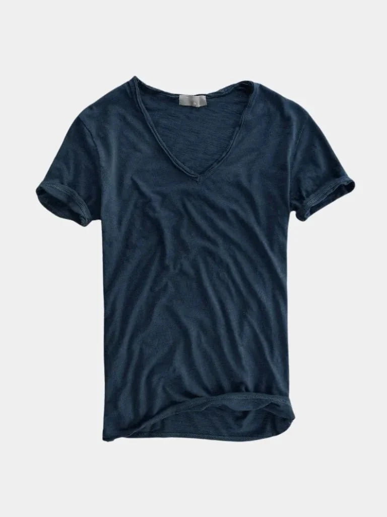 Albo Classic Linen V Neck T-Shirt | Savile & Co.