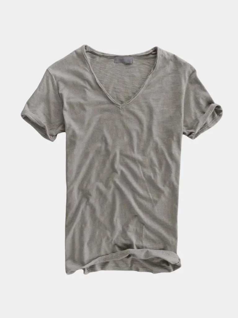 Albo Classic Linen V Neck T-Shirt | Savile & Co.