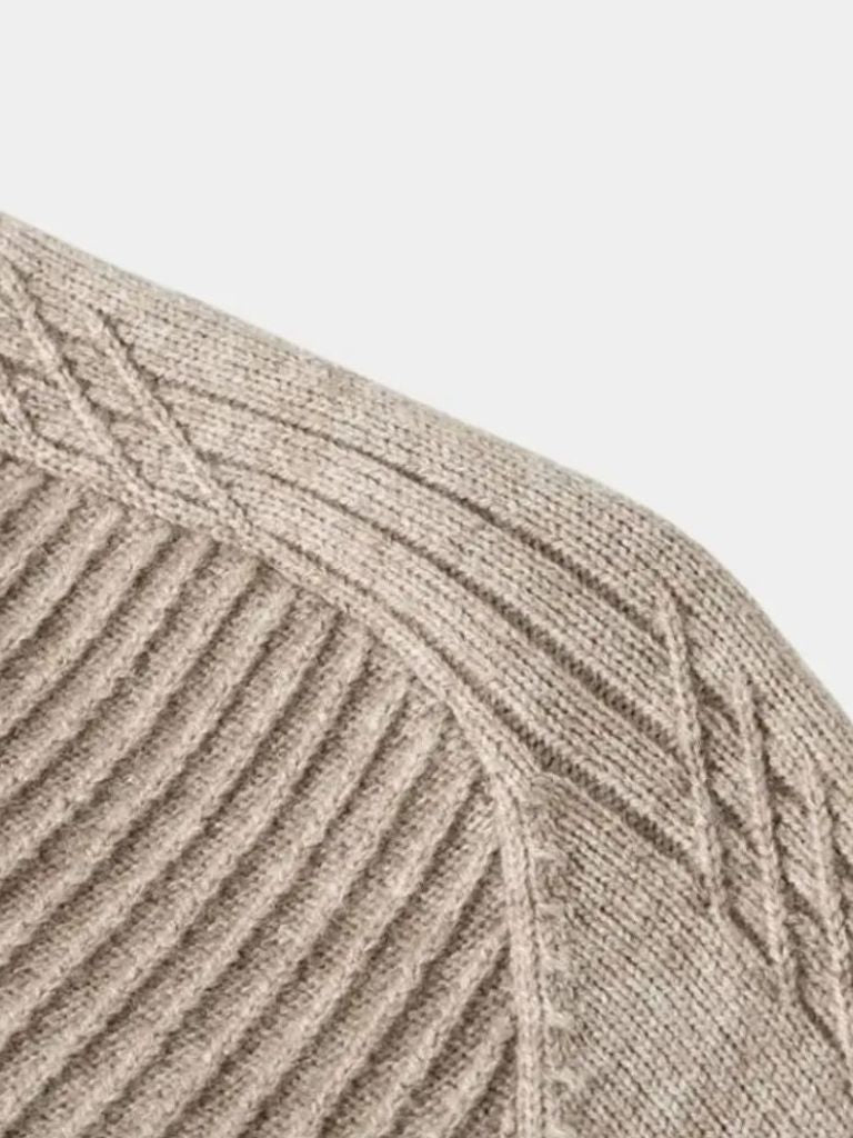 Stripe Quarter Zip Wool Sweater | Savile & Co.