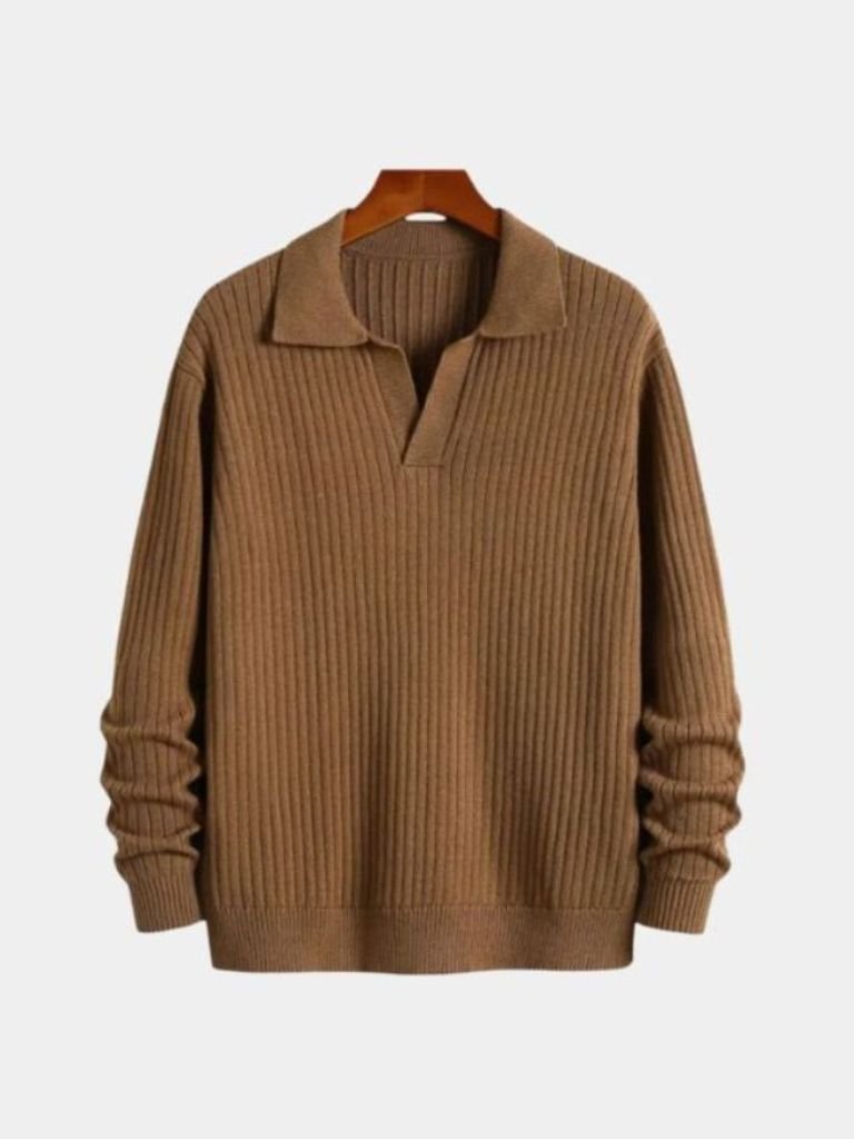 V-Neck Polo Pullover Ribbed | Savile & Co.