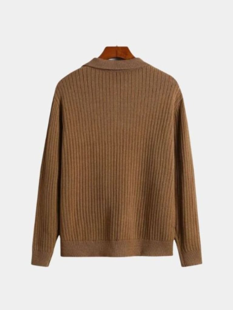 V-Neck Polo Pullover Ribbed | Savile & Co.
