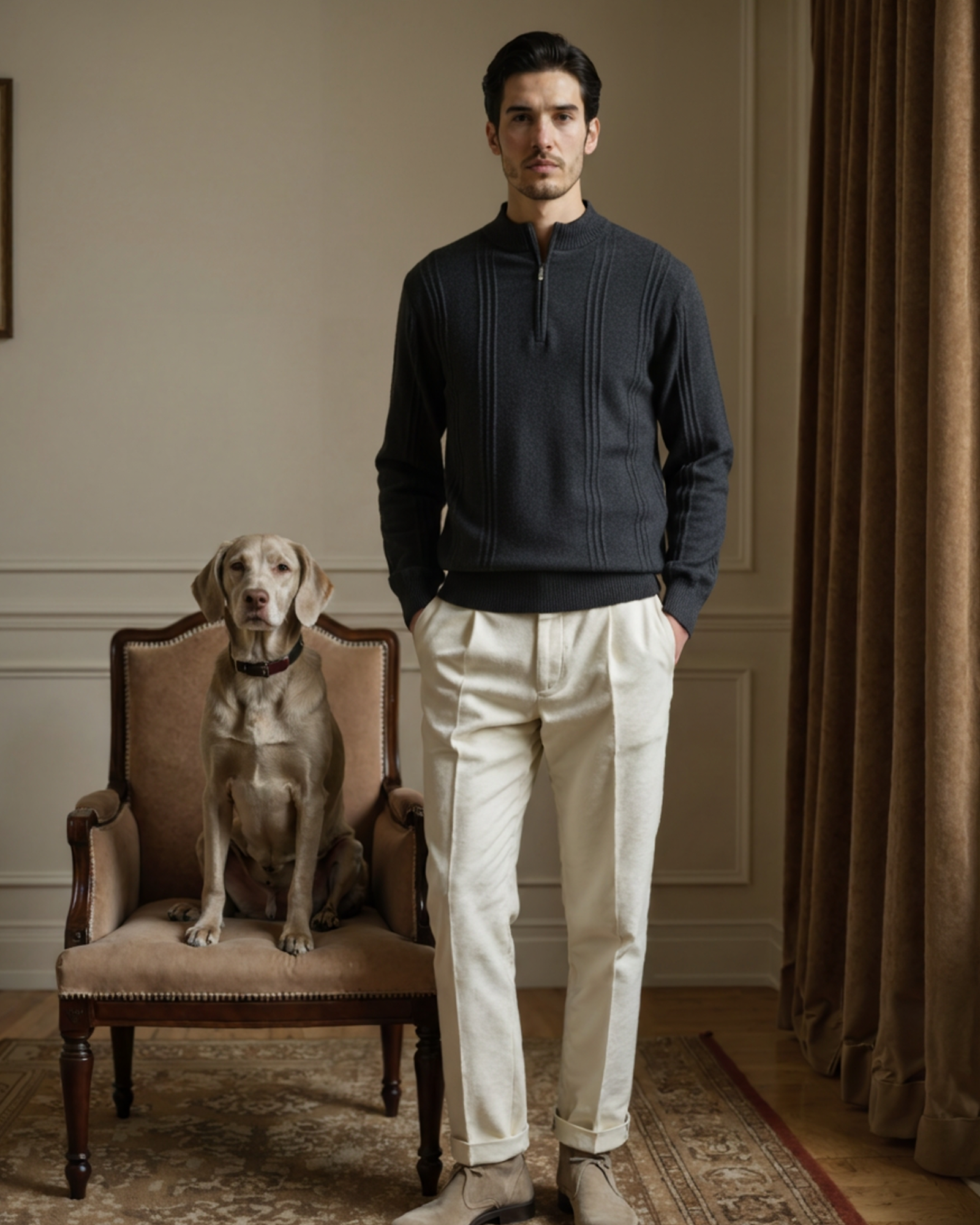 100% Cashmere Ribbed Half Zip | Savile & Co.