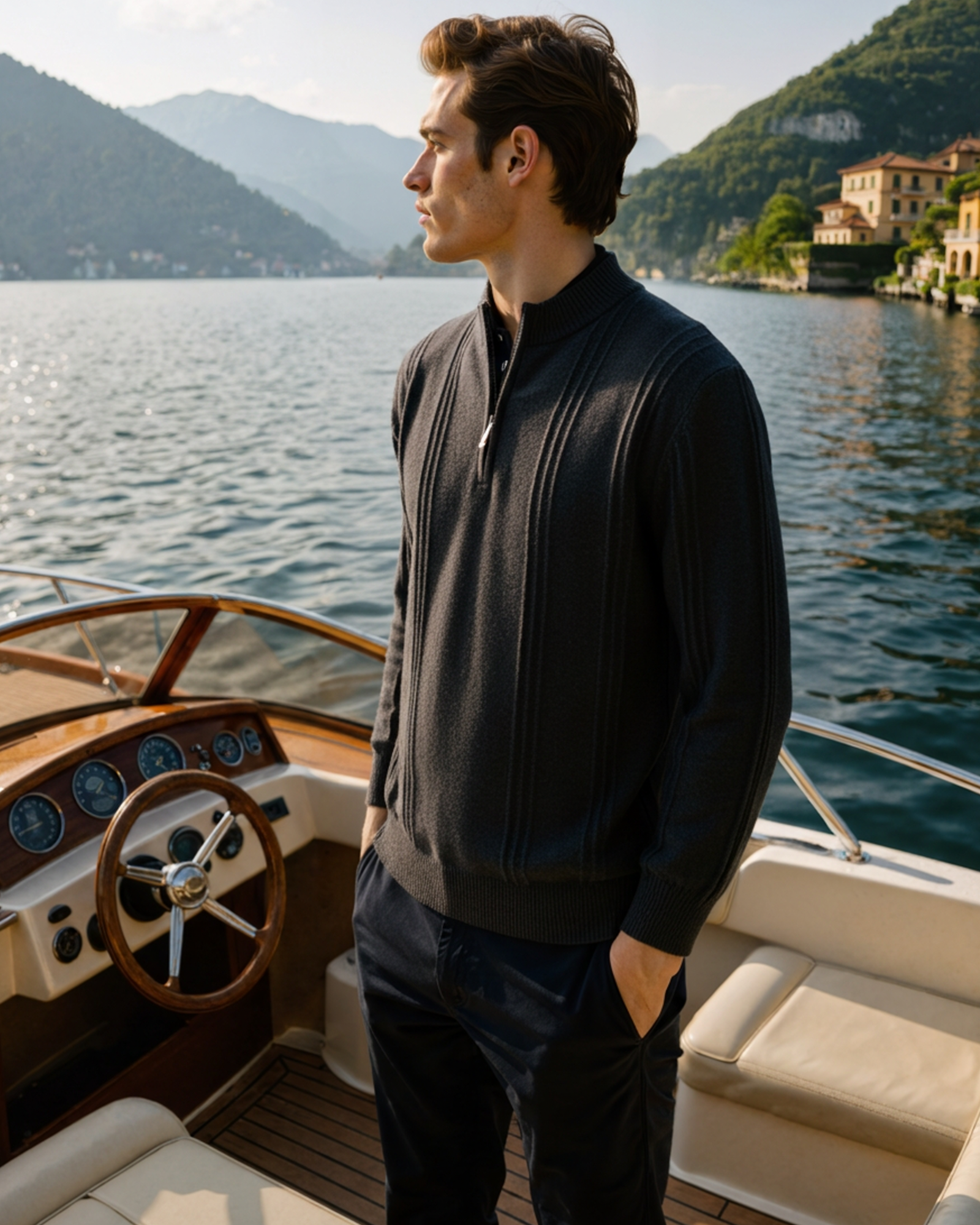 100% Cashmere Ribbed Half Zip | Savile & Co.