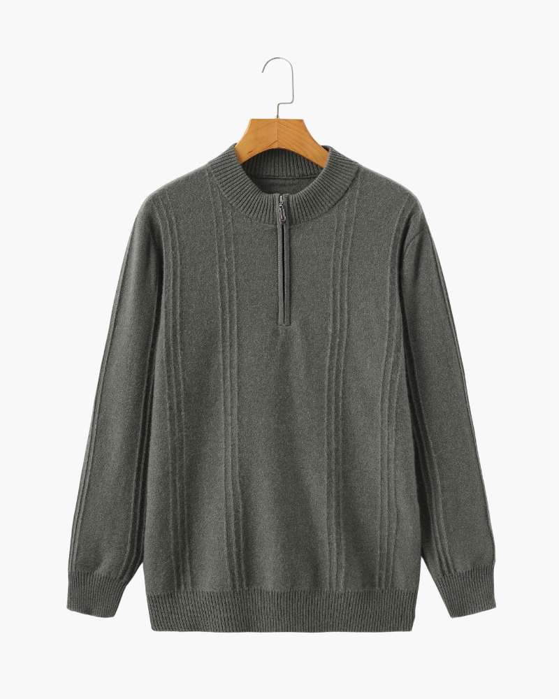 100% Cashmere Ribbed Half Zip | Savile & Co.