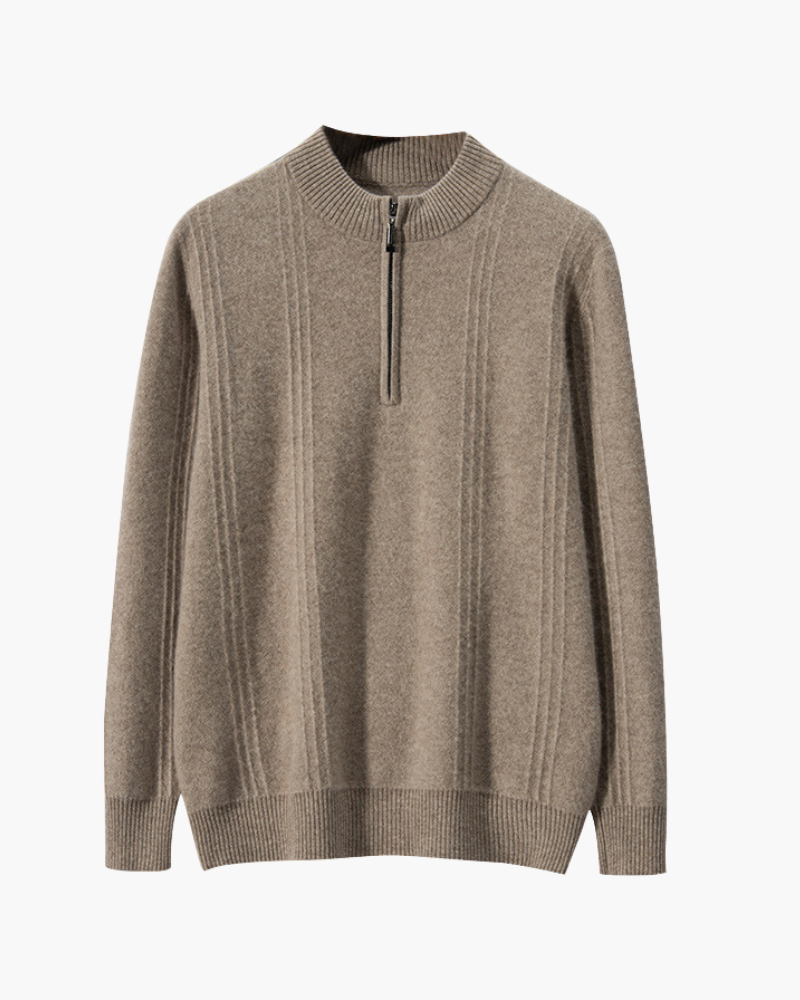 100% Cashmere Ribbed Half Zip | Savile & Co.