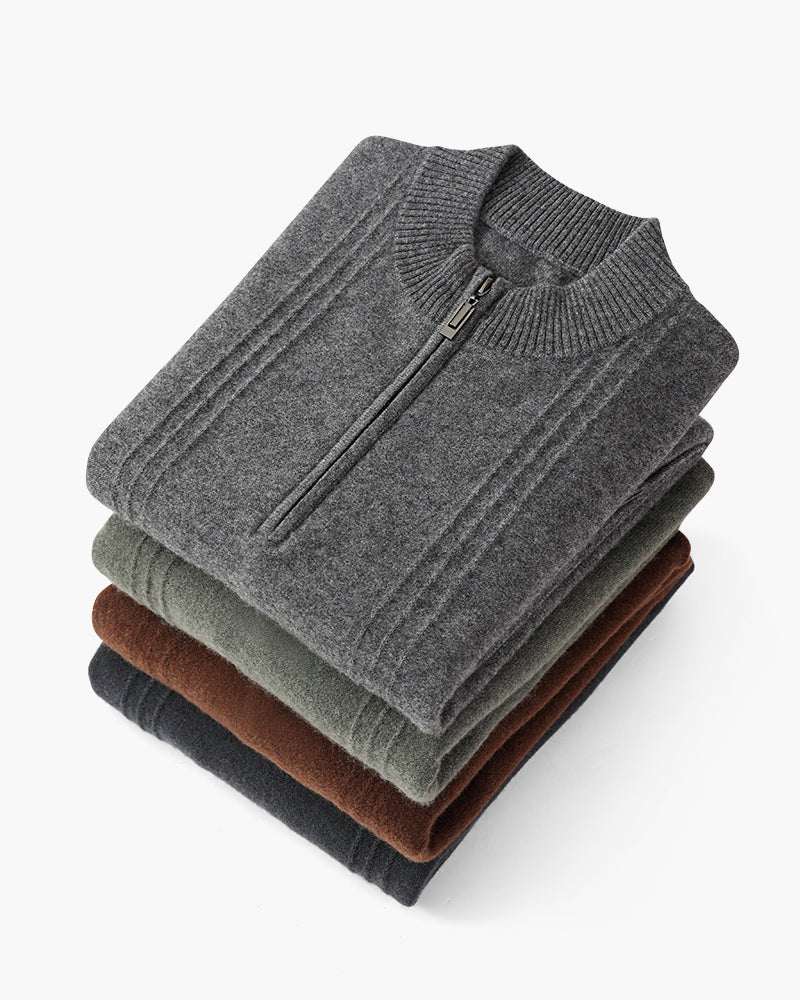 100% Cashmere Ribbed Half Zip | Savile & Co.