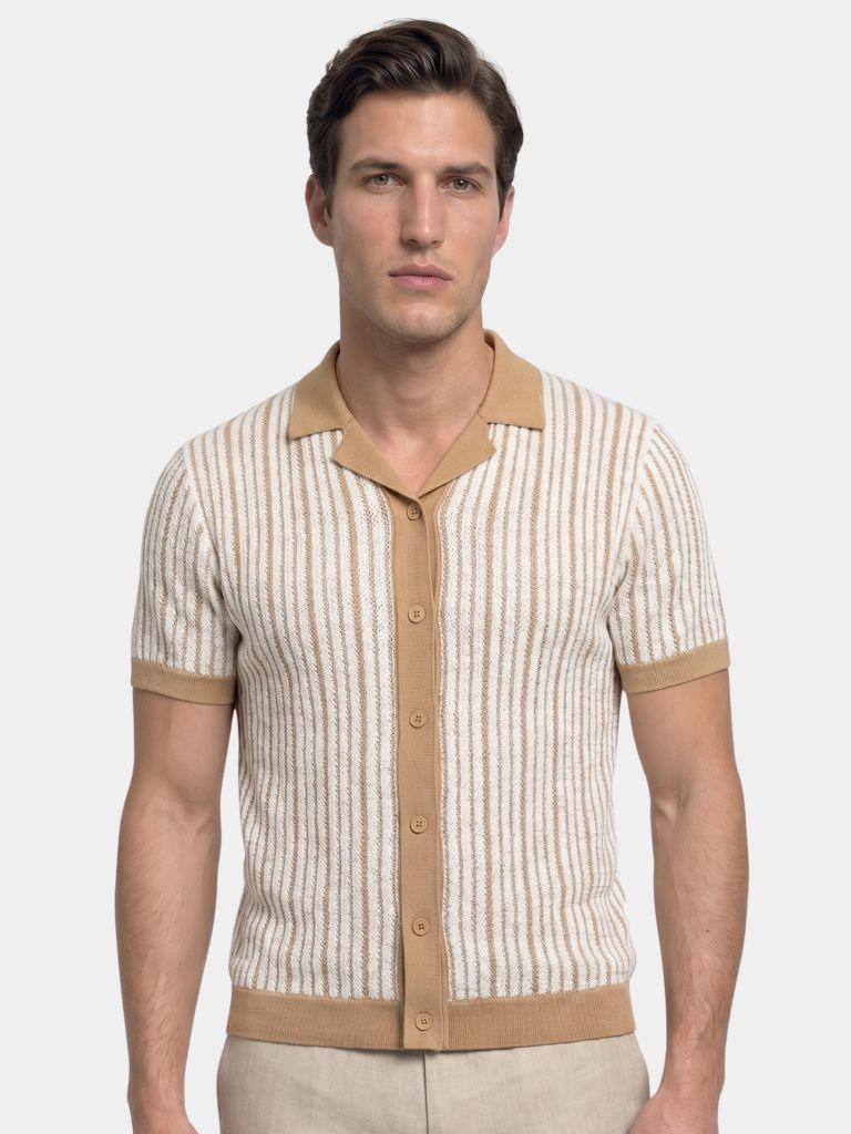 Striped Knit Polo Shirt | Savile & Co.