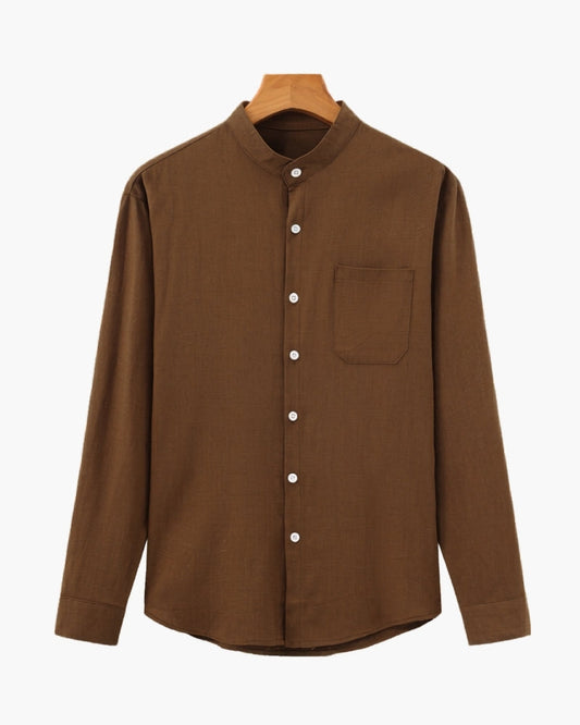 Men’s Mandarin Collar Shirt – Relaxed Fit Textured Cotton Shirt | Savile & Co.